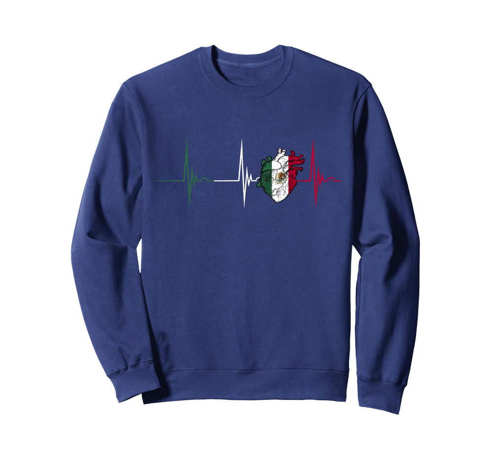Mexico Heart Mexico Flag Heartbeat Sweatshirt - Minimalist Print Unisex