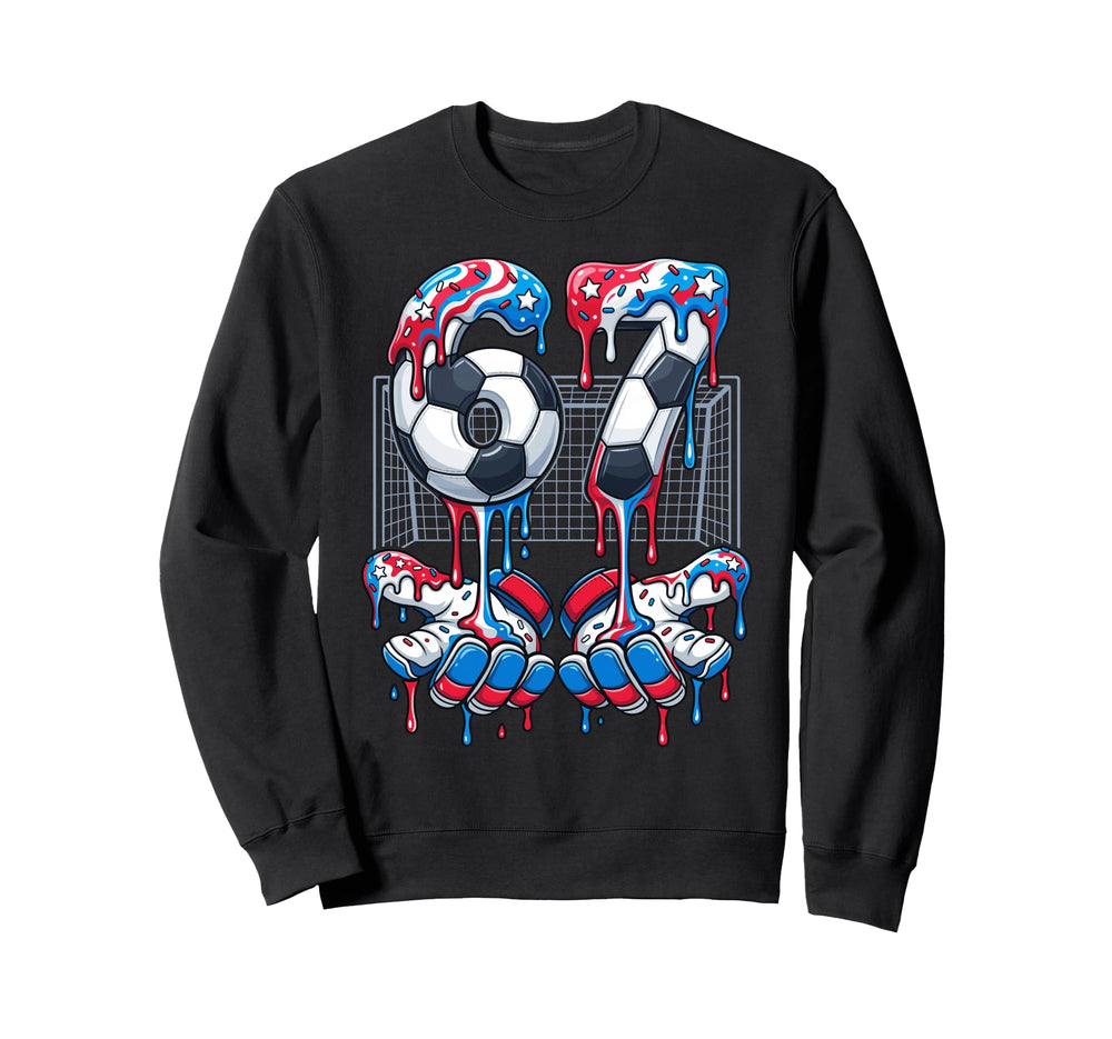 Red White And Blue Soccer 67 Meme Ice Sweatshirt - Custom Art Print Unisex