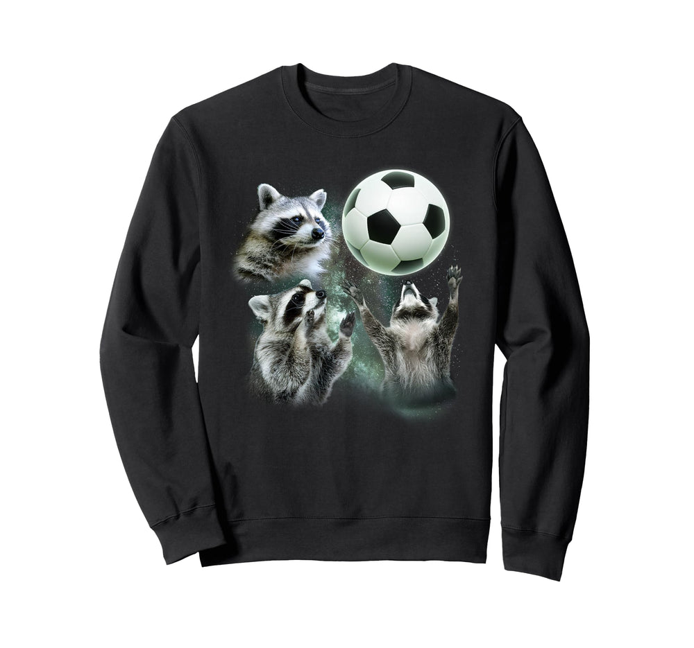 3 Racoon Soccer Howling Raccoon Sweatshirt - Minimalist Print Men Women