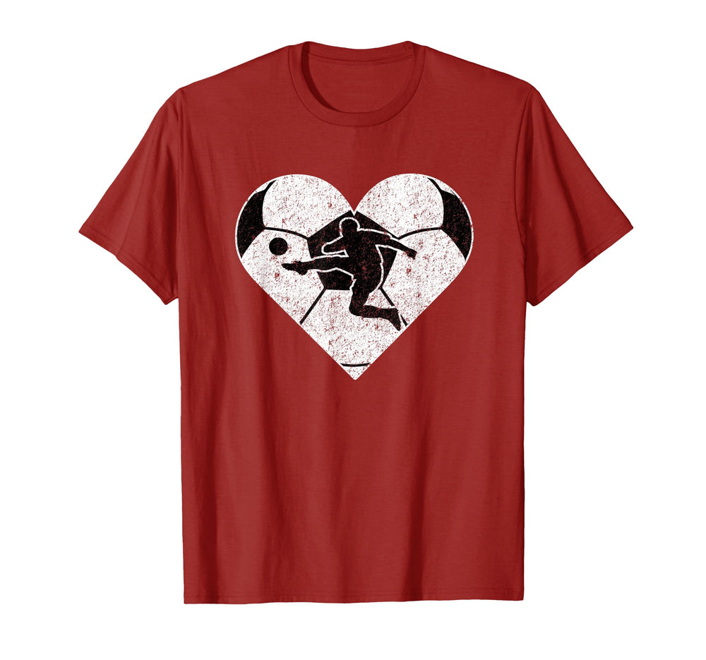 Soccer Player Gift Loves Heart Soccer Ball T-Shirt - Graphic Print Unisex