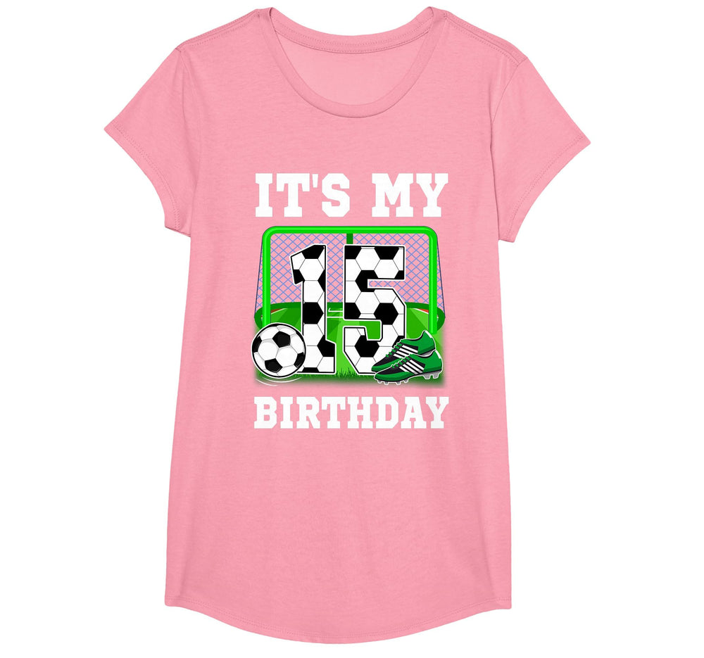 Its My 15Th Birthday Soccer Theme 15 T-Shirt - Trendy Graphic for Adults