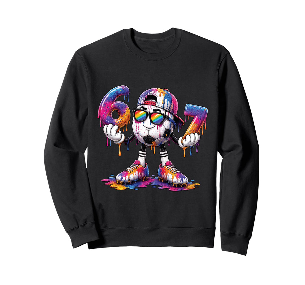 Soccer 67 Ice Cream Drip Funny Six Sweatshirt - Graphic Print Men Women