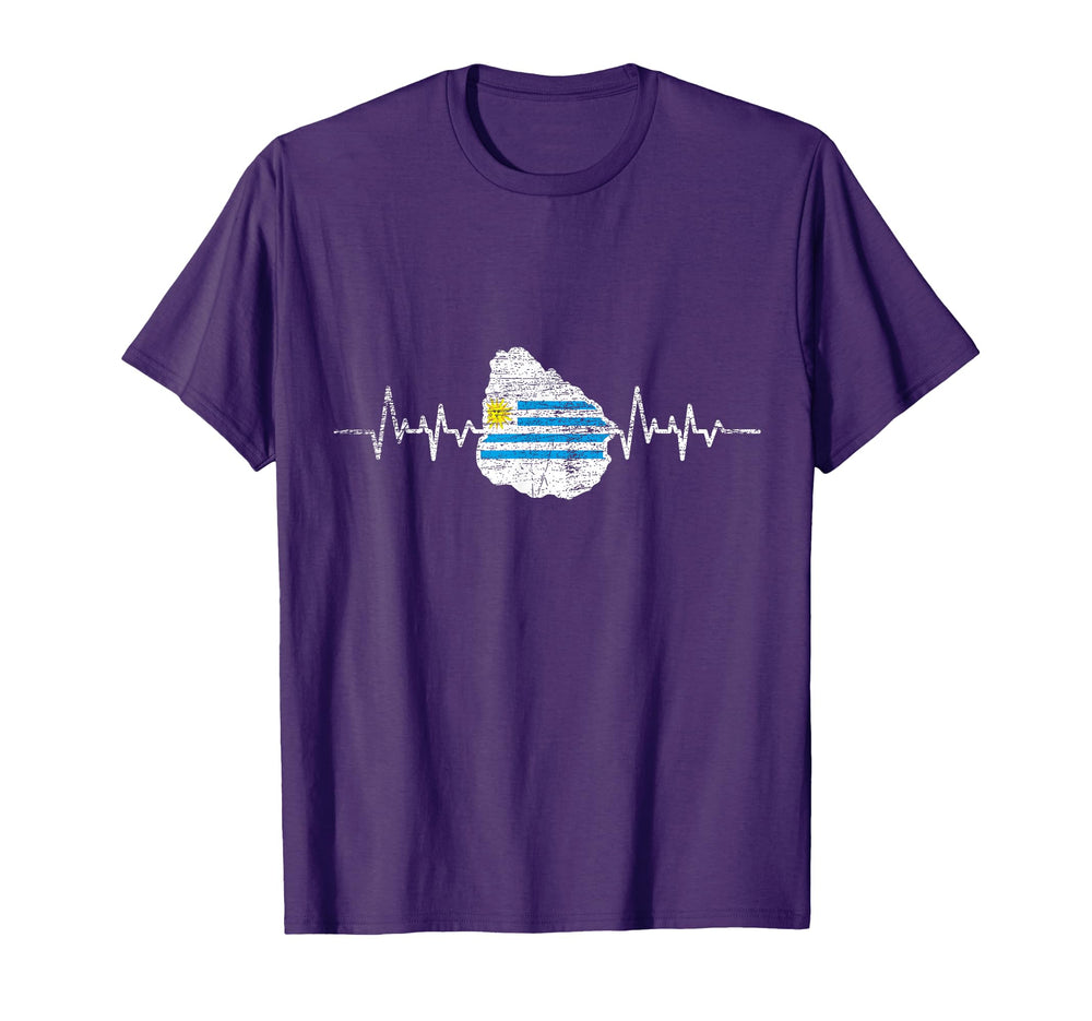 Patriotic Uruguay Gift Heartbeat T-Shirt - Novelty Apparel for Adults