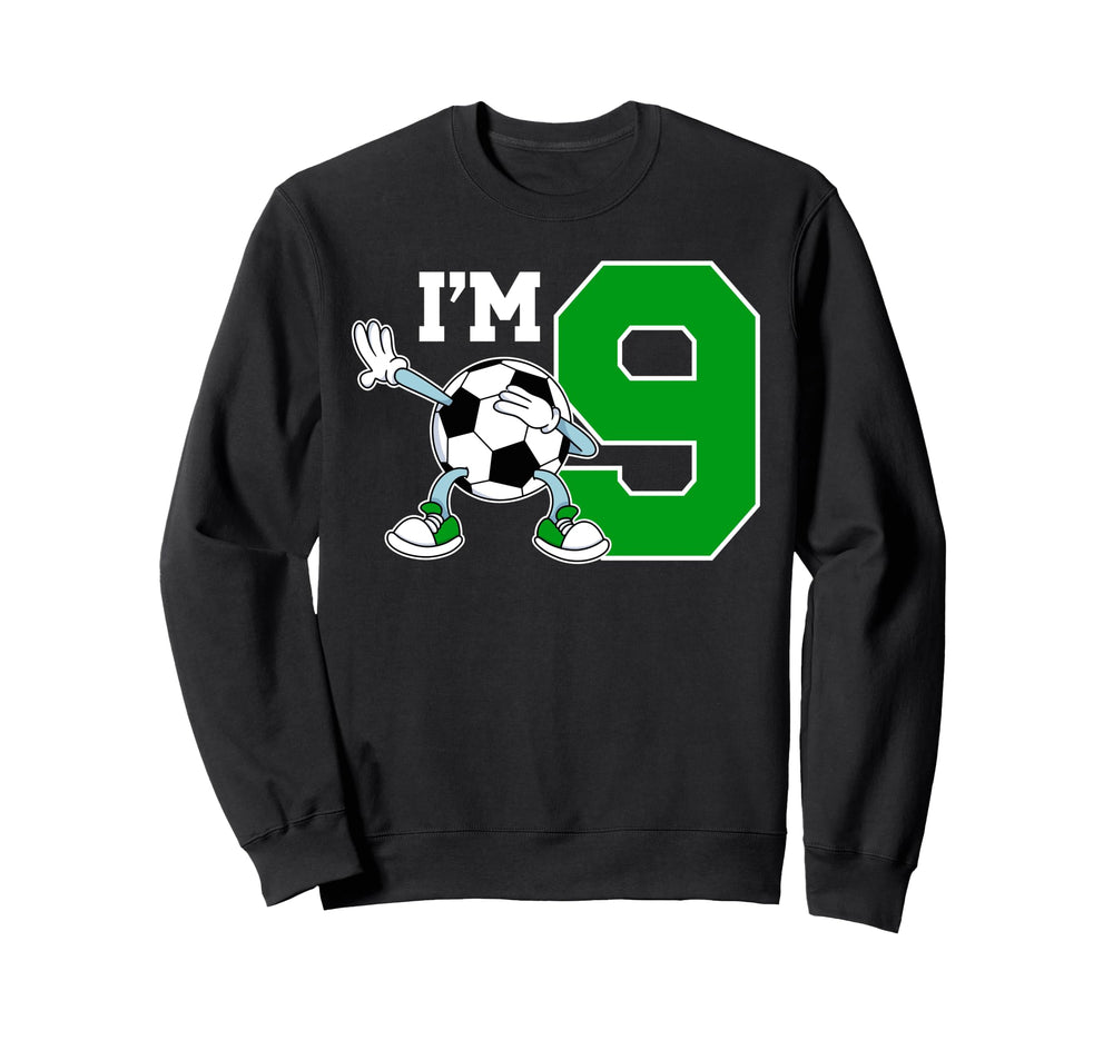 9Th Soccer Birthday Party Nine Year Sweatshirt - Trendy Graphic for Adults