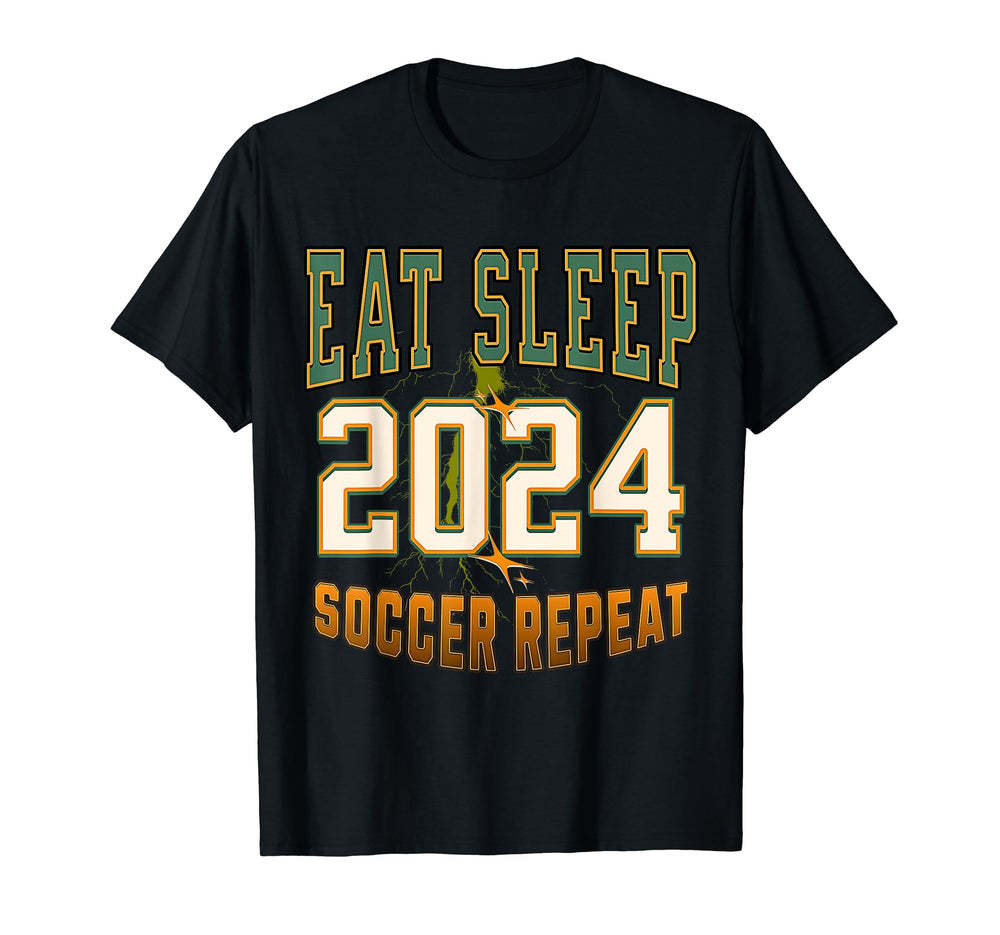 Eat Sleep Soccer Repeat Funny T-Shirt - Novelty Apparel for Adults