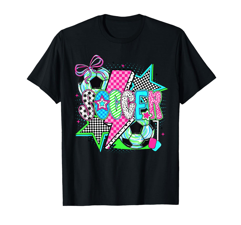 Soccer Bow Checkered Soccer T-Shirt - Casual Everyday Wear Men Women