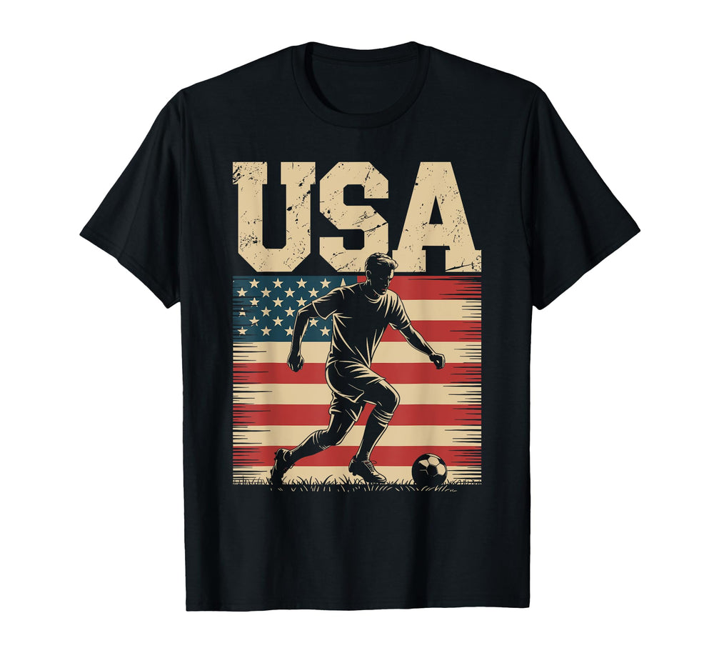 Patriotic Soccer Usa Flag Soccer T-Shirt - Custom Art Print Men Women