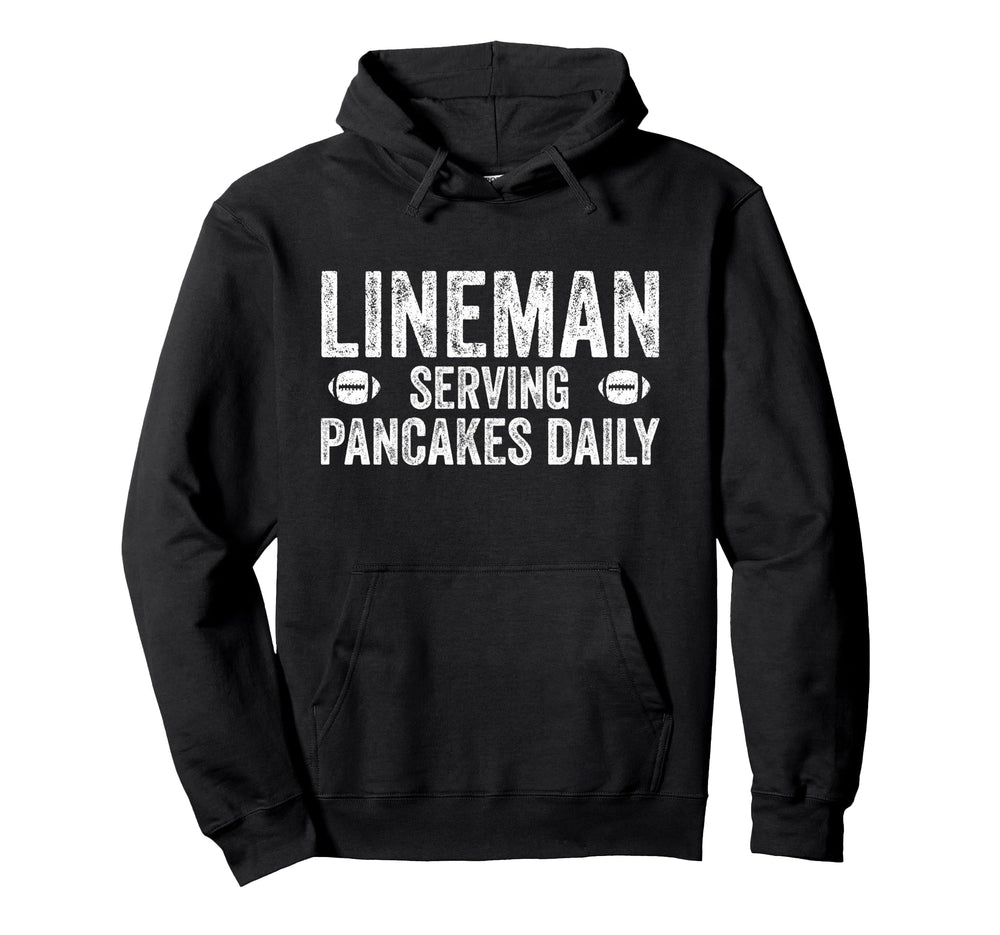 Football Lineman Serving Pancakes Hoodie - Aesthetic Graphic for Adults