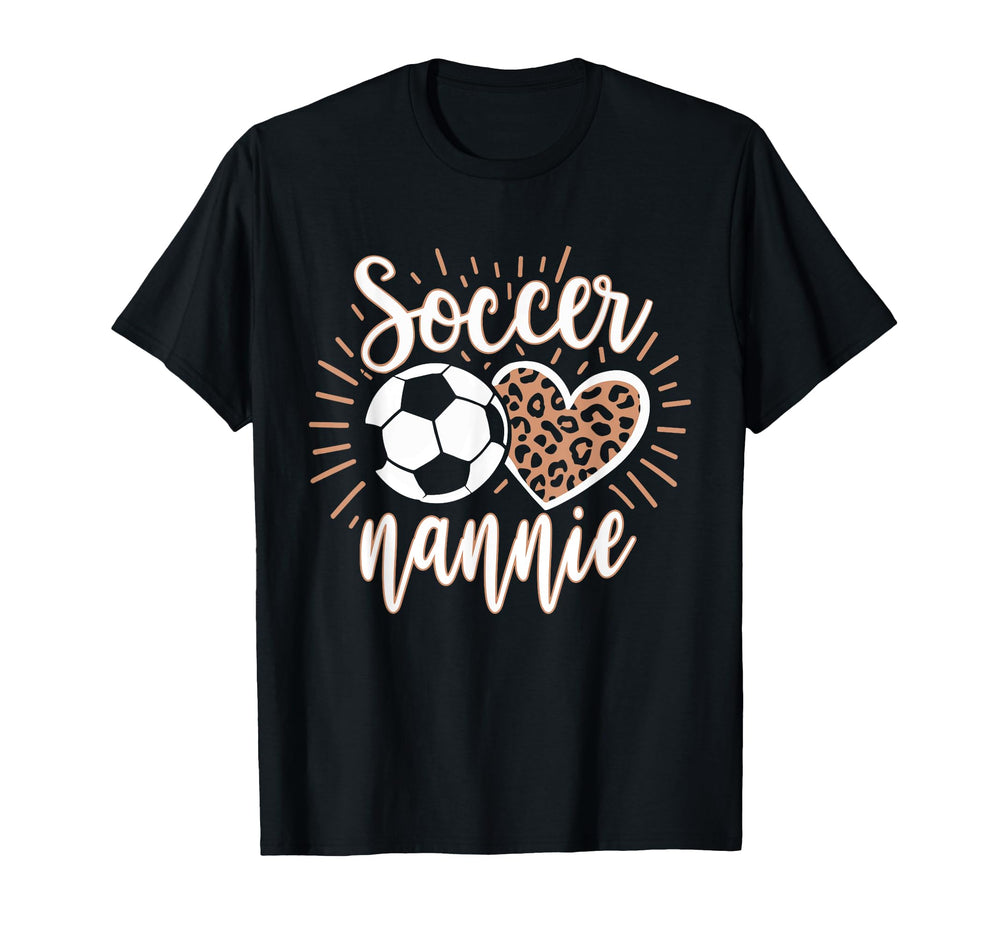 Soccer Nannie Heart Leopard Soccer Ball T-Shirt - Aesthetic Graphic Unisex
