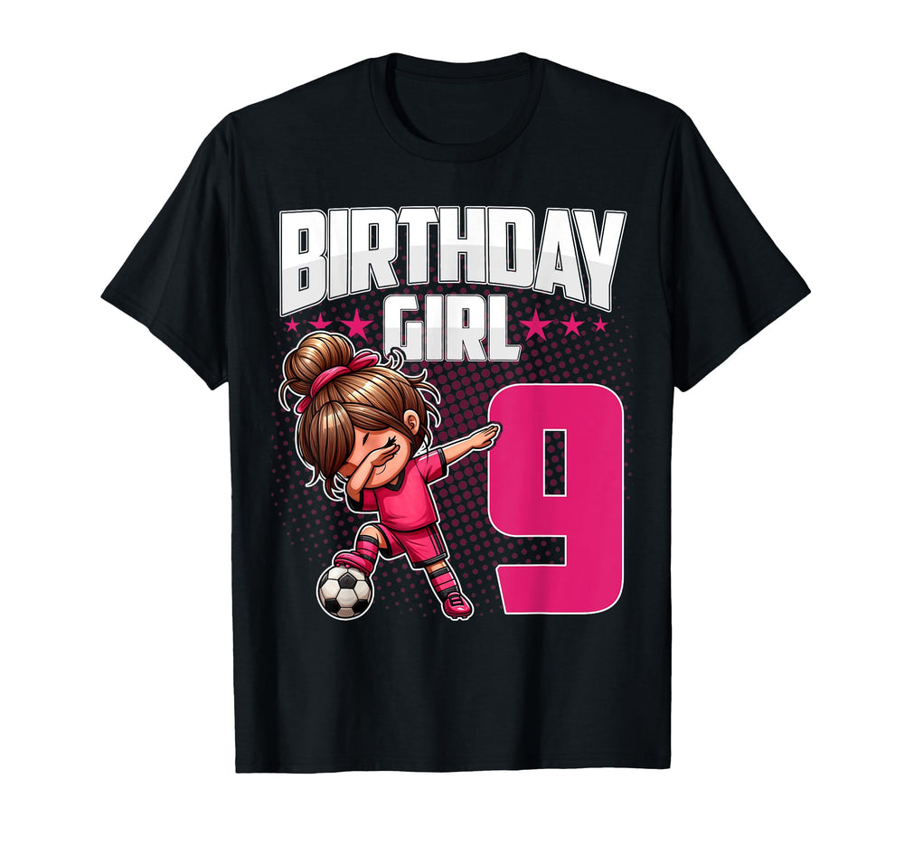 9Th Birthday Soccer Dabbing 9 Years T-Shirt - Novelty Apparel for Adults
