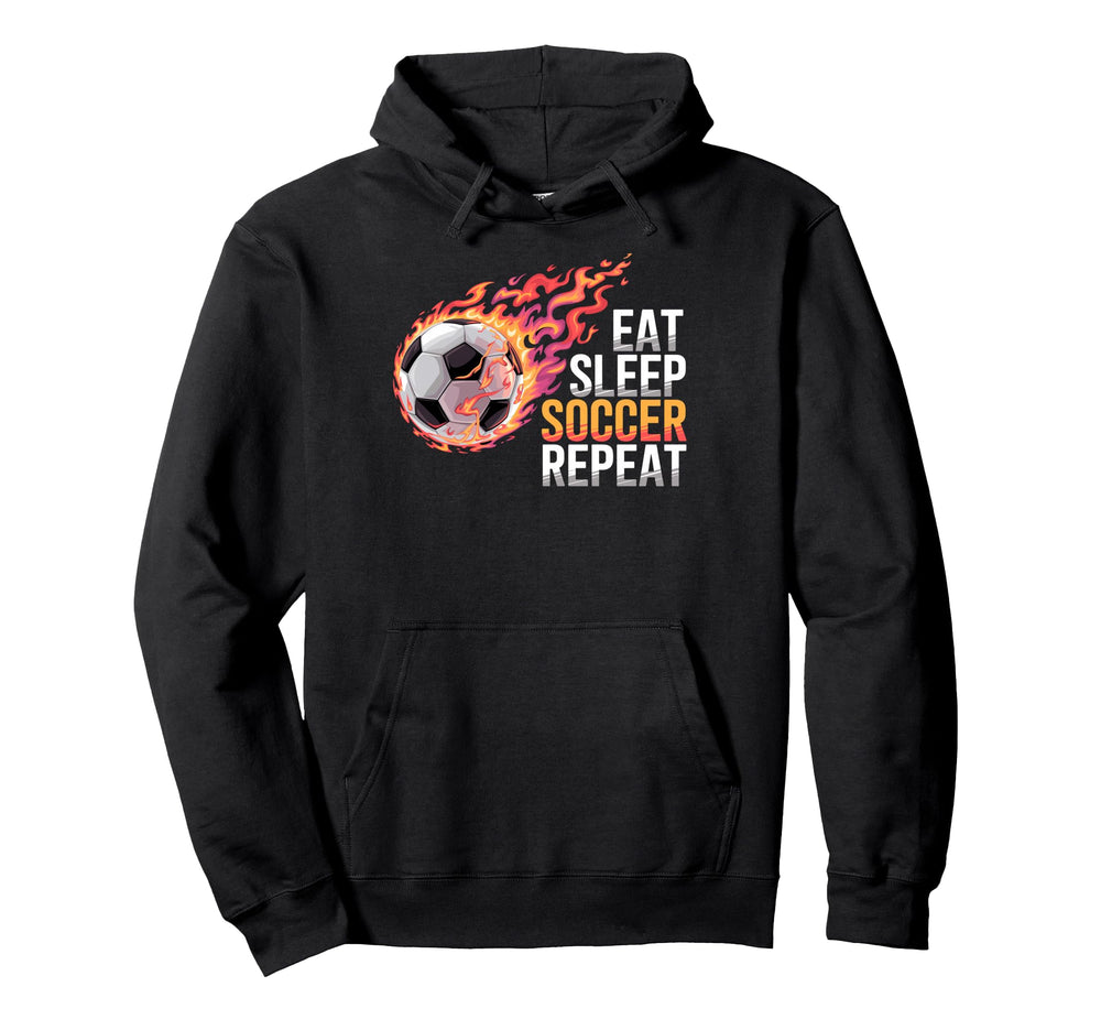 Eat Sleep Soccer Repet Goalie Player Fan Hoodie - Graphic Print Unisex