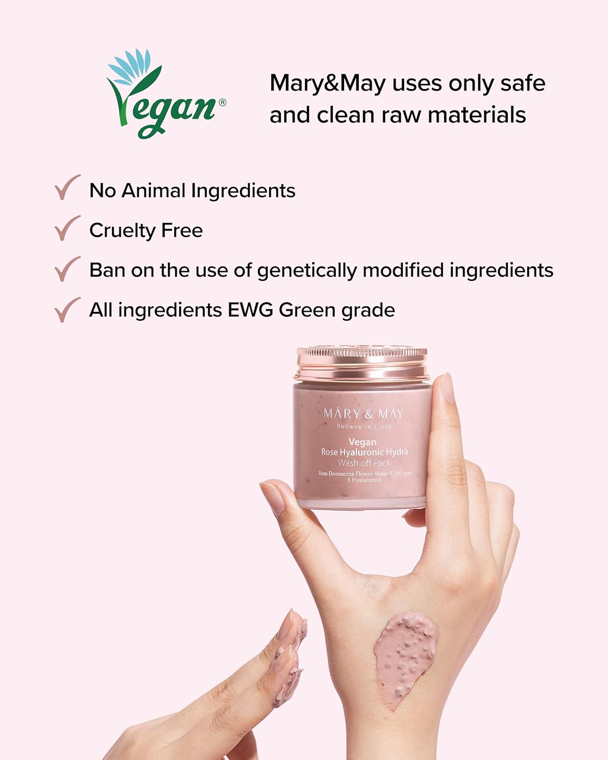 Mary & May Vegan Rose Hyaluronic Hydra Wash Off Pack - Snipetell