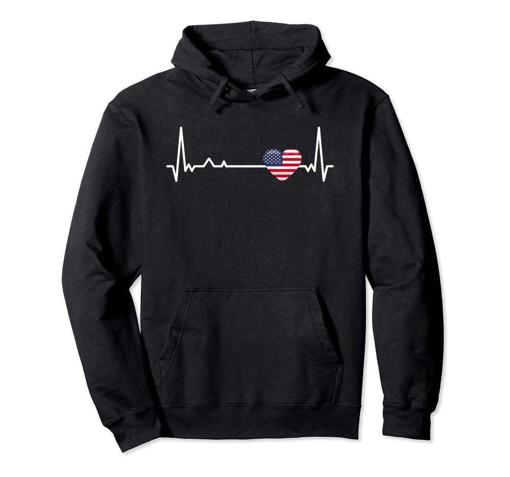 Heartbeat Usa Flag Soccer Fan Hoodie - Custom Art Print for Adults