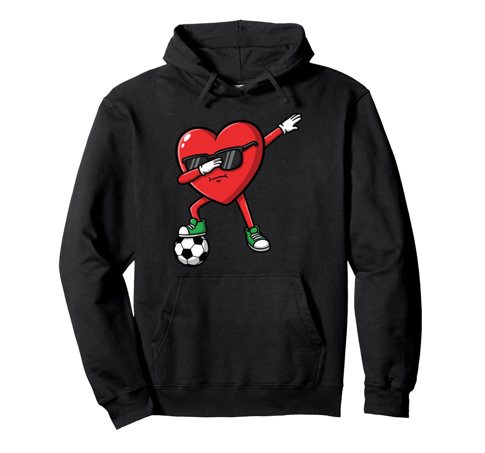 Dabbing Heart Soccer Valentines Day Hoodie - Fun Novelty Design Unisex