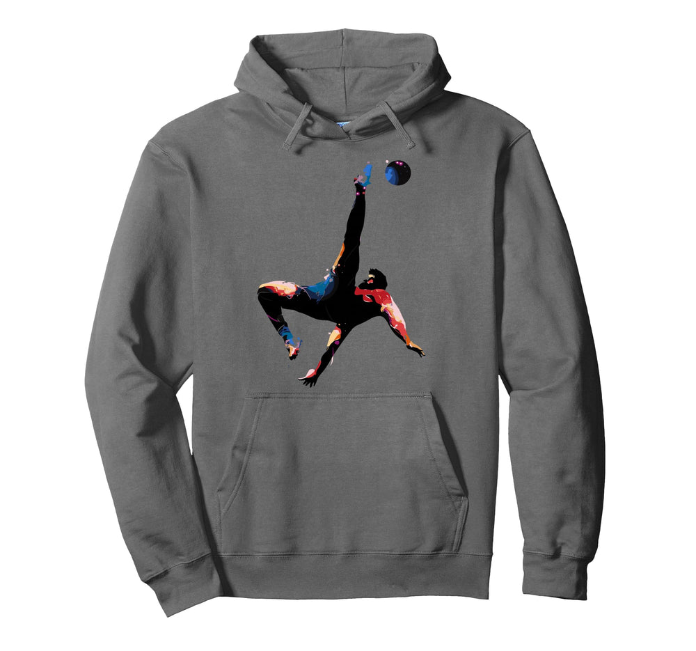 Colorful Soccer Bicycle Kick Splash Art Hoodie - Unique Graphic Men Women