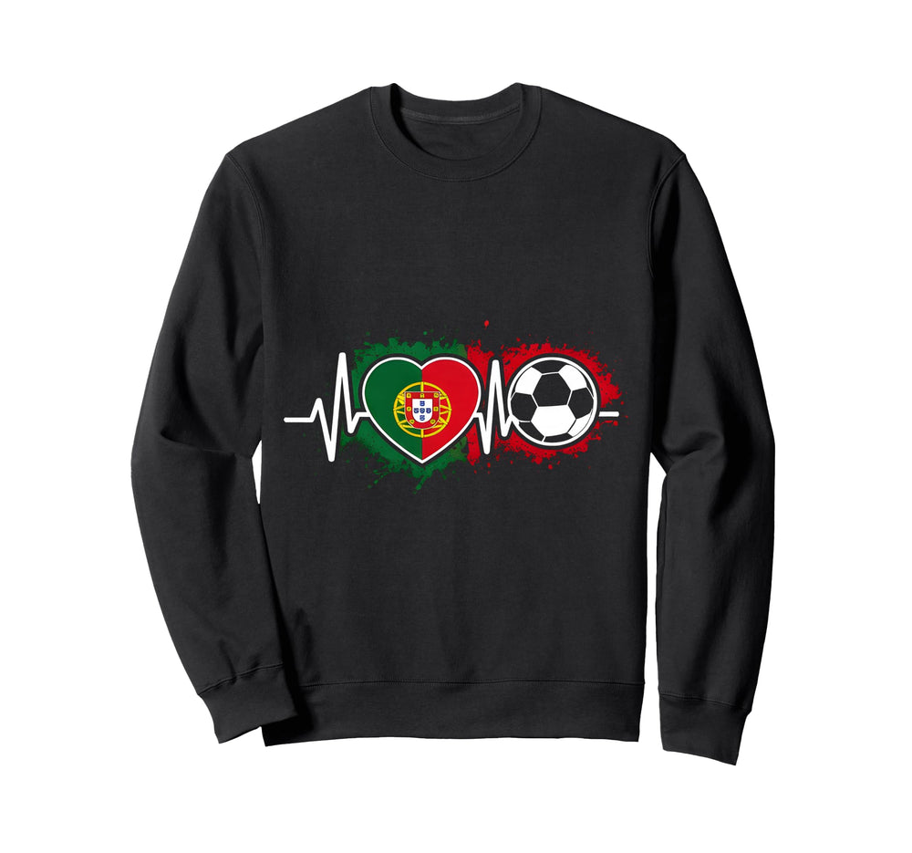 Soccer Heartbeat Portugal Flag Sweatshirt - Unique Graphic Men Women