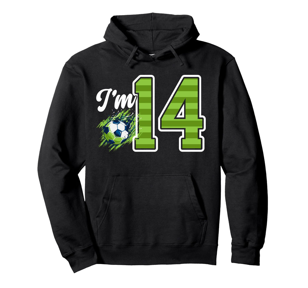 14Th Soccer Birthday Party Fourteen Year Hoodie - Unique Graphic Unisex