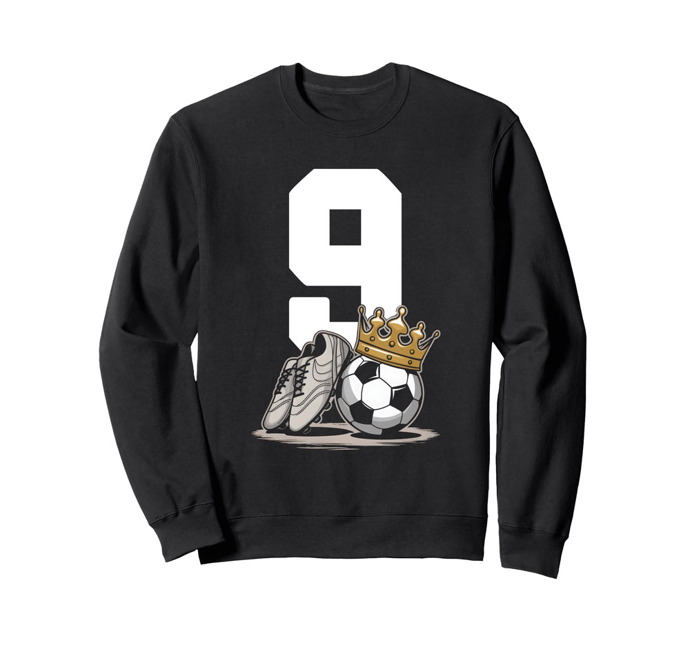 9 Soccer Birthday Gift Soccer Fan Sweatshirt - Minimalist Print for Adults
