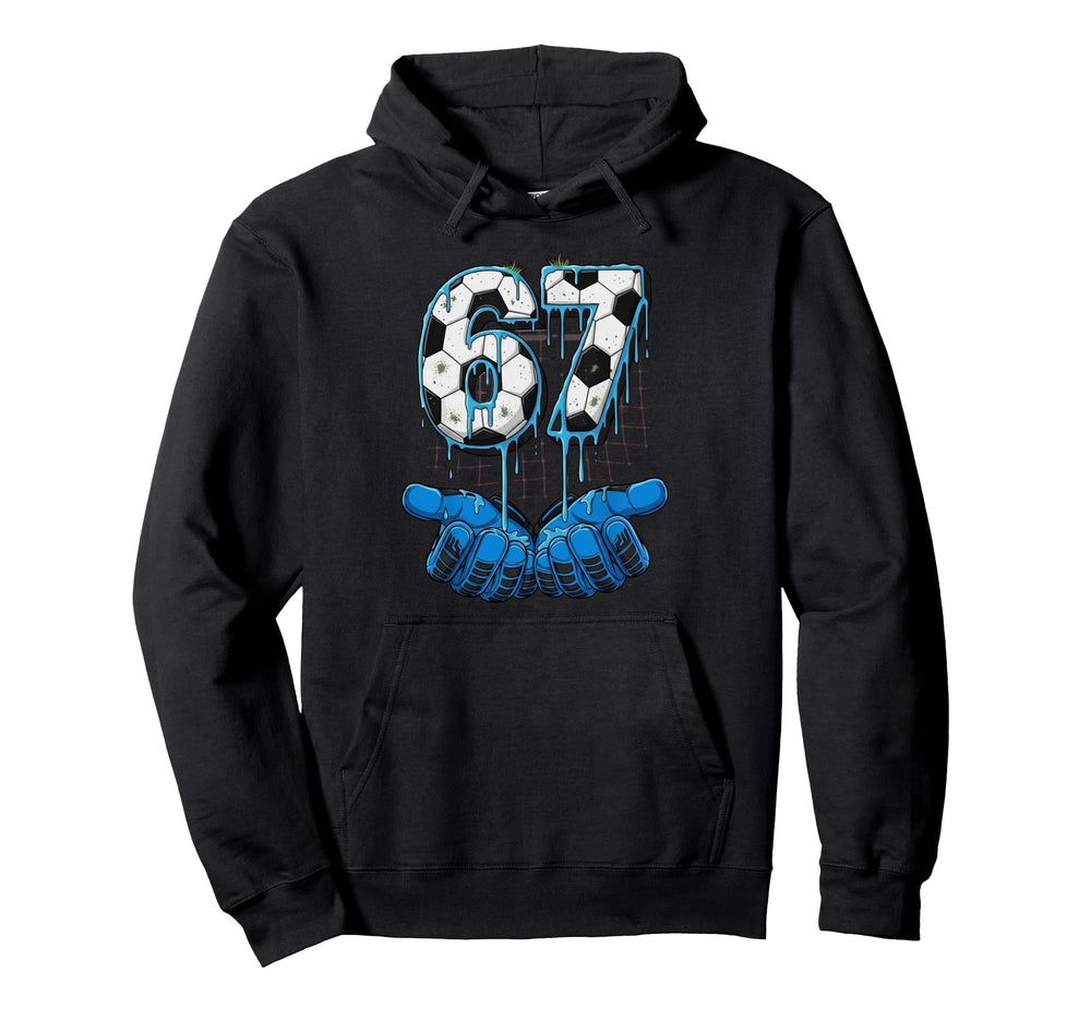 Soccer Number 67 Goalie Gloves Ball Hoodie - Novelty Apparel Unisex