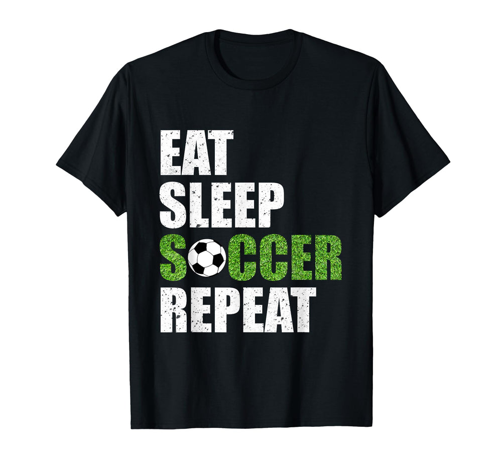 Eat Sleep Soccer Repeat Soccer Player T-Shirt - Novelty Apparel for Adults