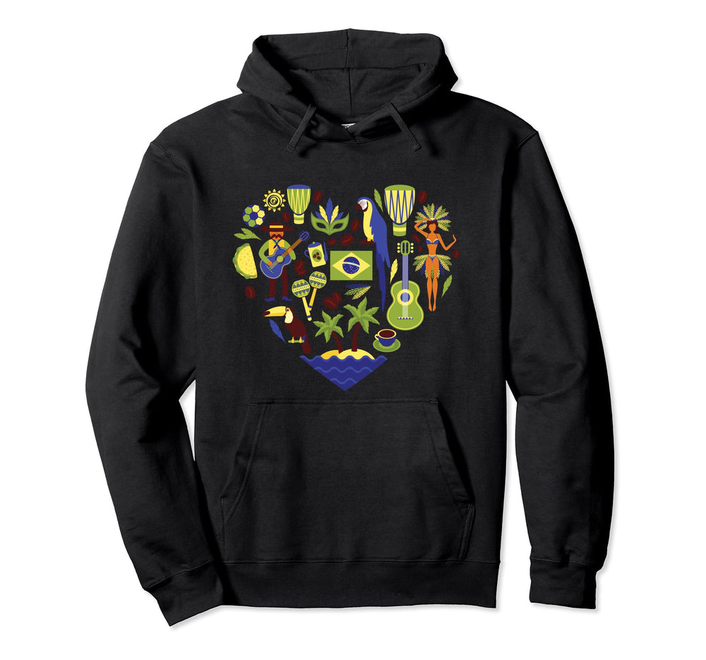Brazil Heartbeat Soccer Beach Flag Hoodie - Trendy Graphic Men Women