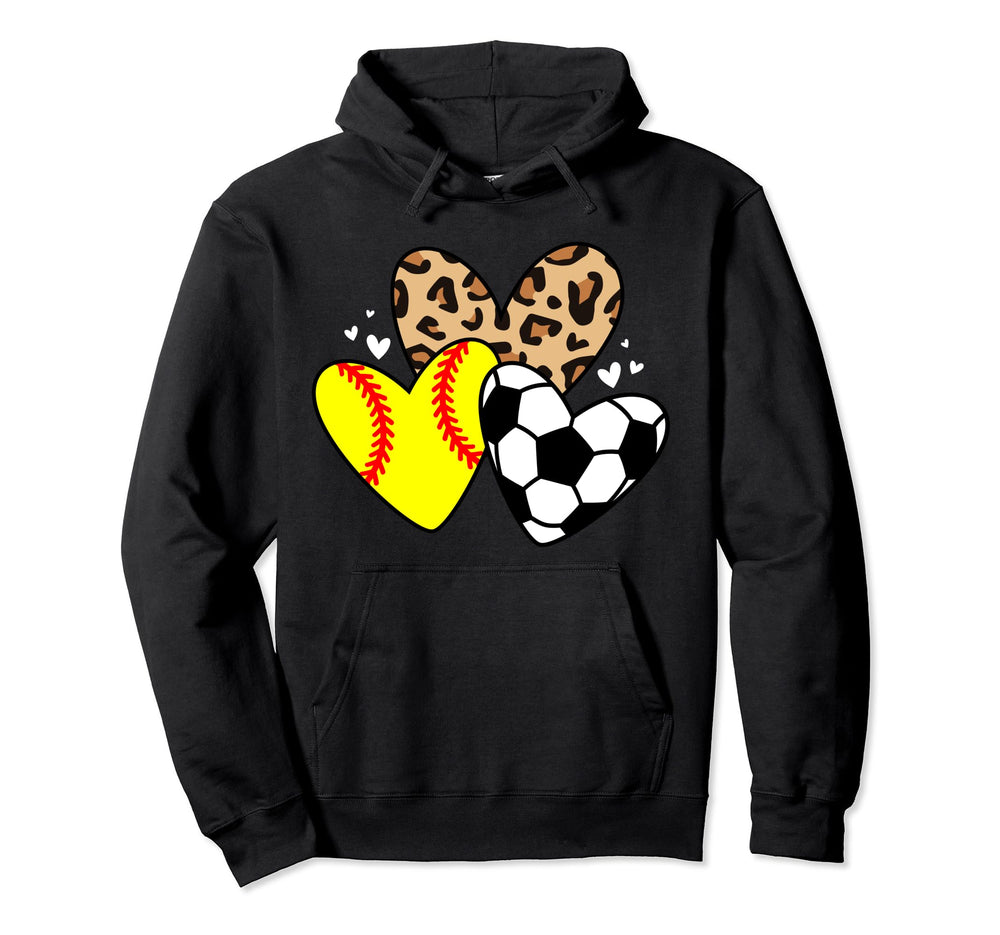 Soccer Softball Heart Funny Soccer Hoodie - Trendy Graphic for Adults