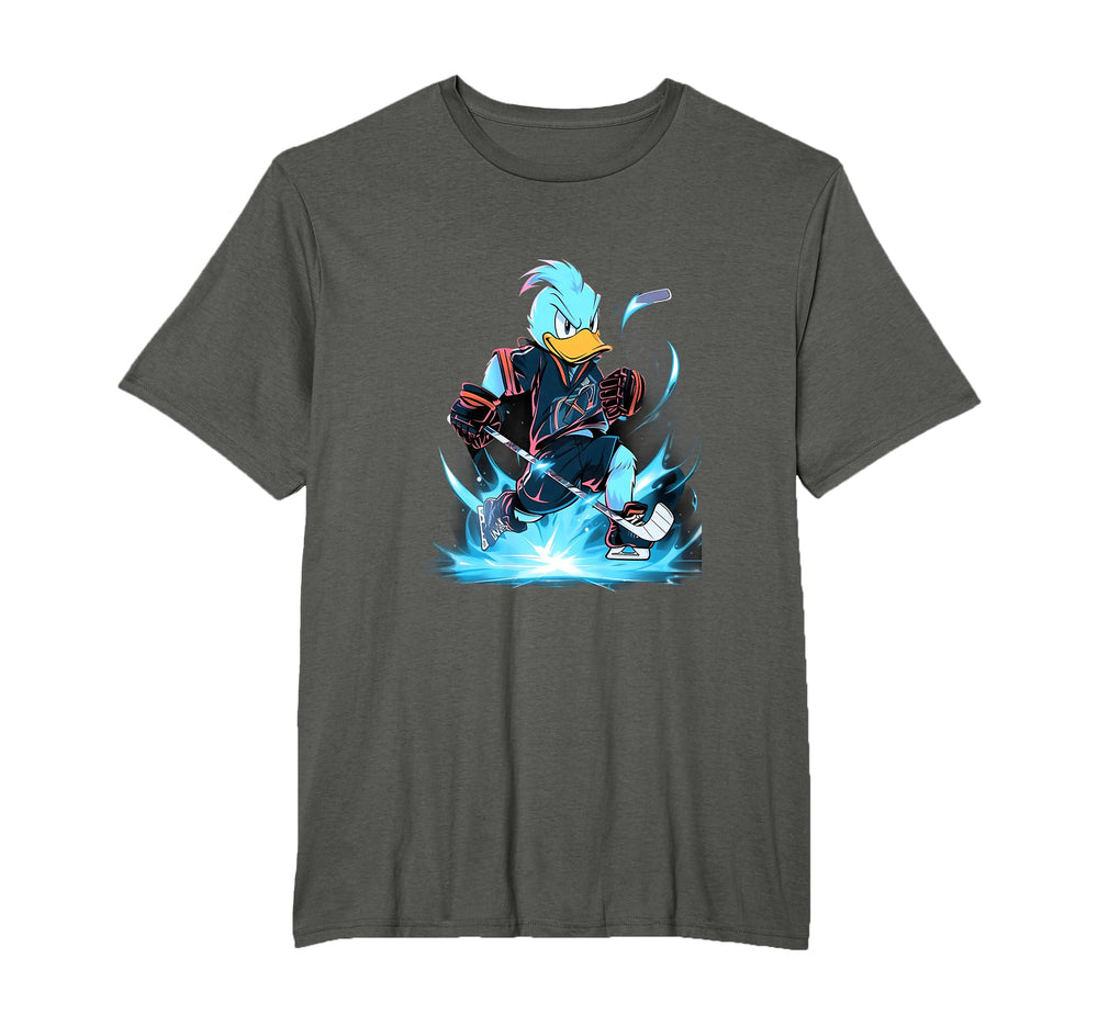 Duck Ice Hockey Player Hockey Stick T-Shirt - Trendy Graphic Men Women