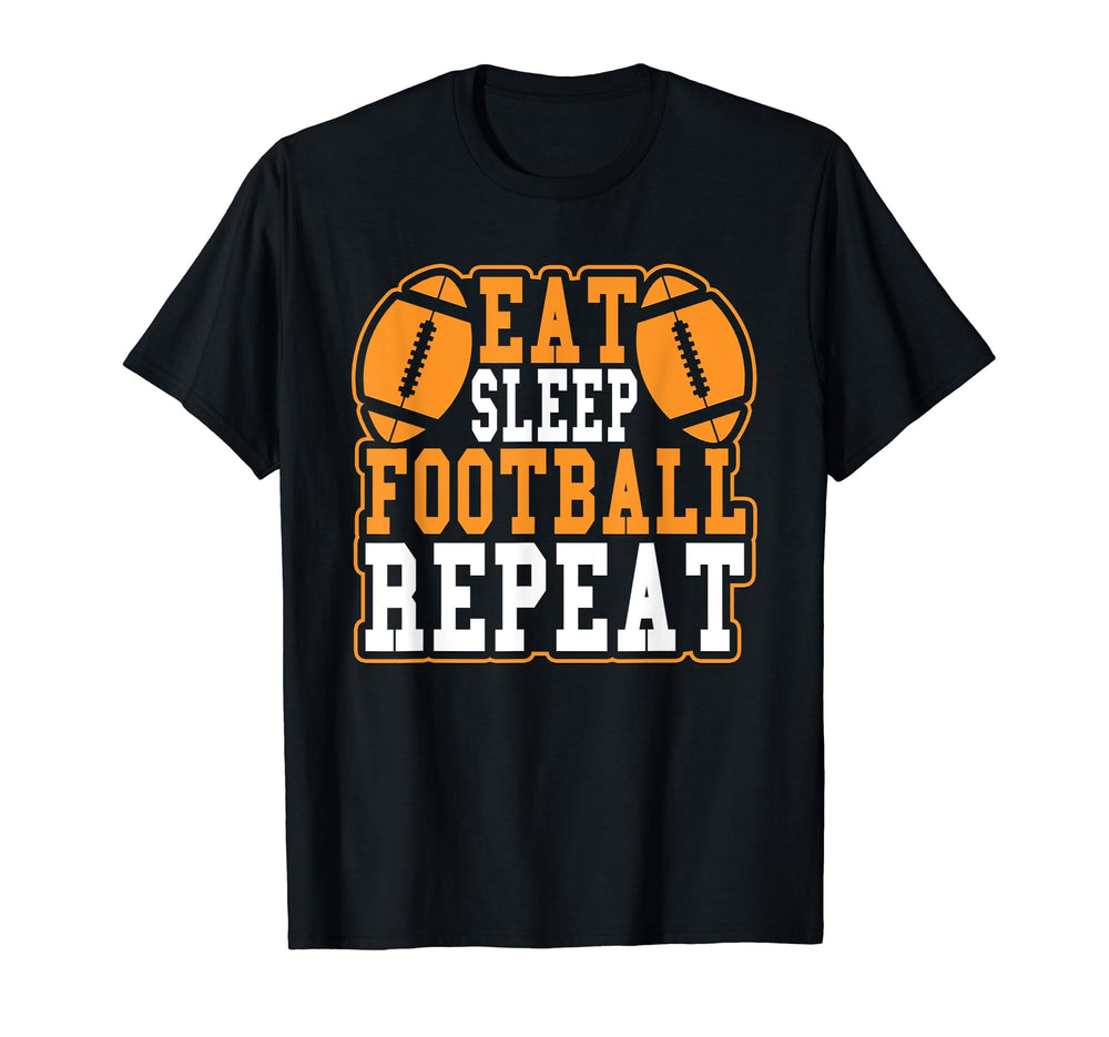 Eat Sleep Football Repeat Novelty T-Shirt - Graphic Print for Adults