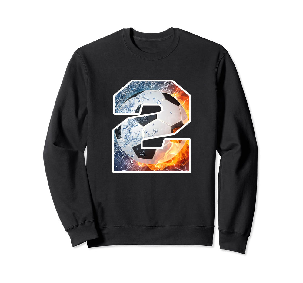 2Nd Birthday Party Soccer Number Sweatshirt - Casual Everyday Wear Unisex
