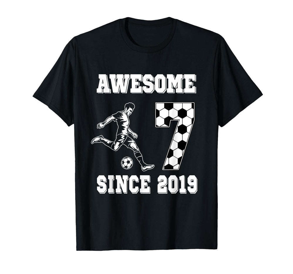 7 Year Old Birthday Soccer Awesome Since T-Shirt - Graphic Print Men Women