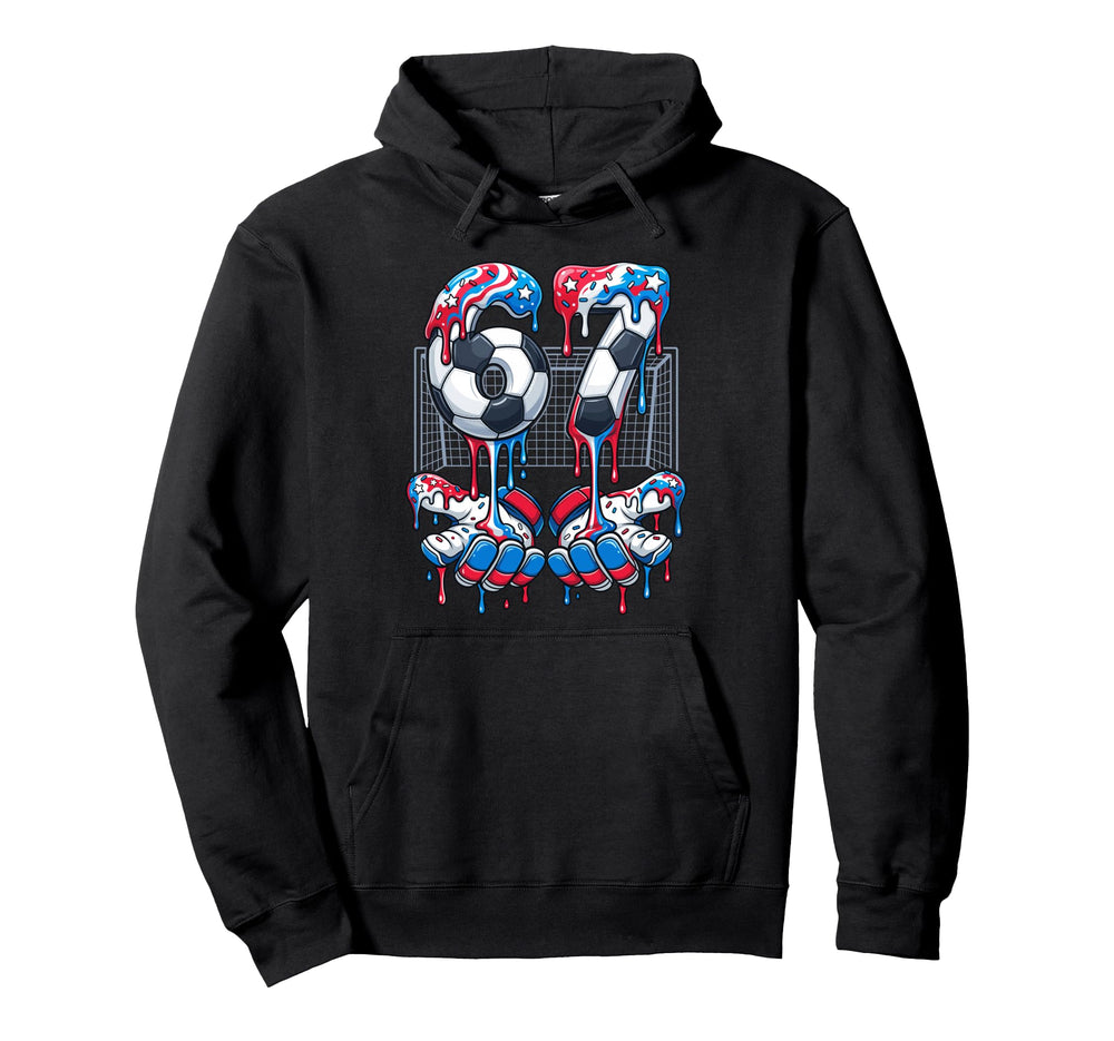Red White And Blue Soccer 67 Meme Ice Hoodie - Unique Graphic Men Women