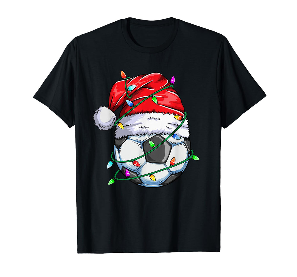 Santa Soccer Ball Sports Soccer Player T-Shirt - Minimalist Print Men Women