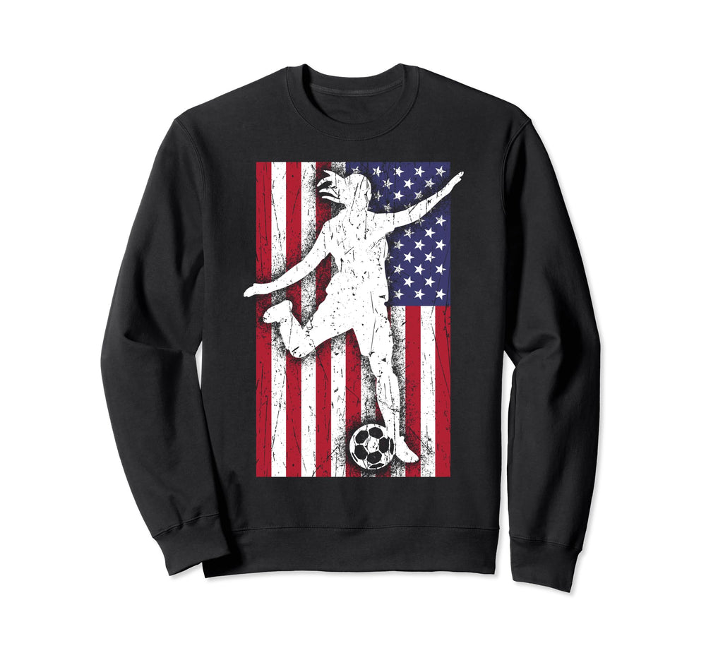 Soccer Player Usa American Flag Sweatshirt - Custom Art Print Unisex