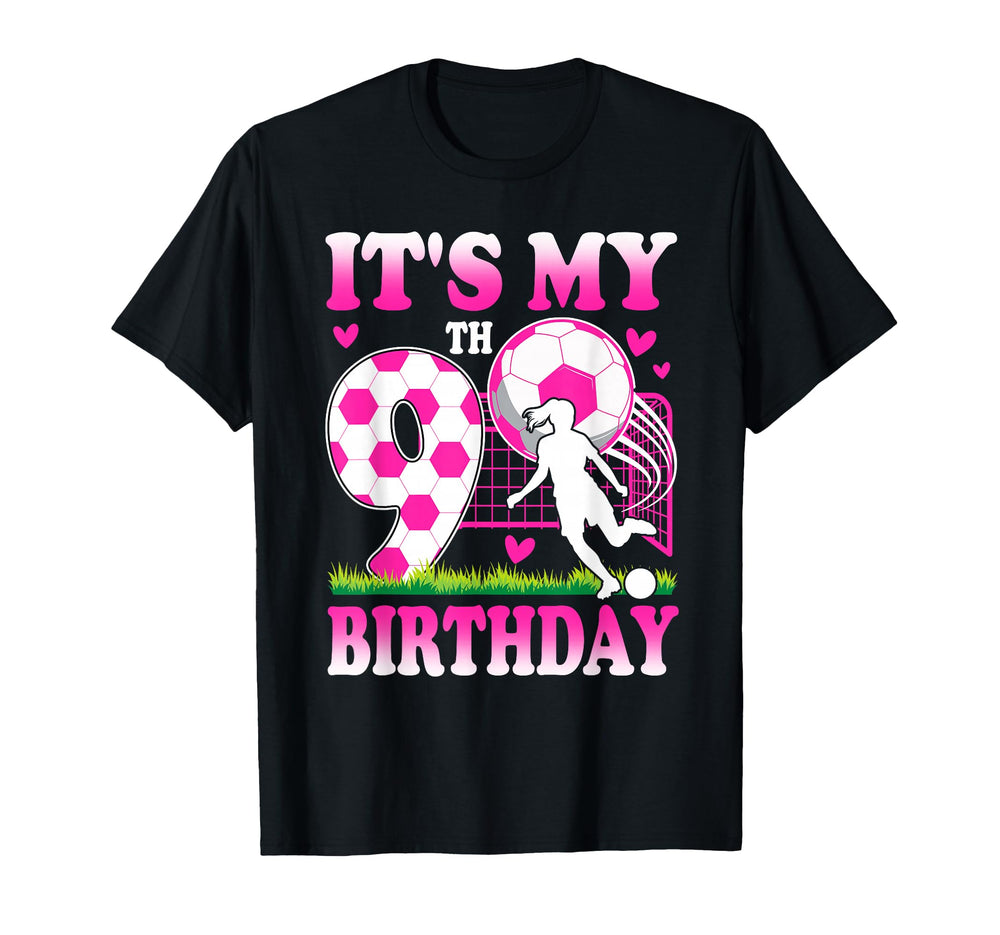 9 Year Old Birthday Soccer Themed T-Shirt - Custom Art Print Men Women