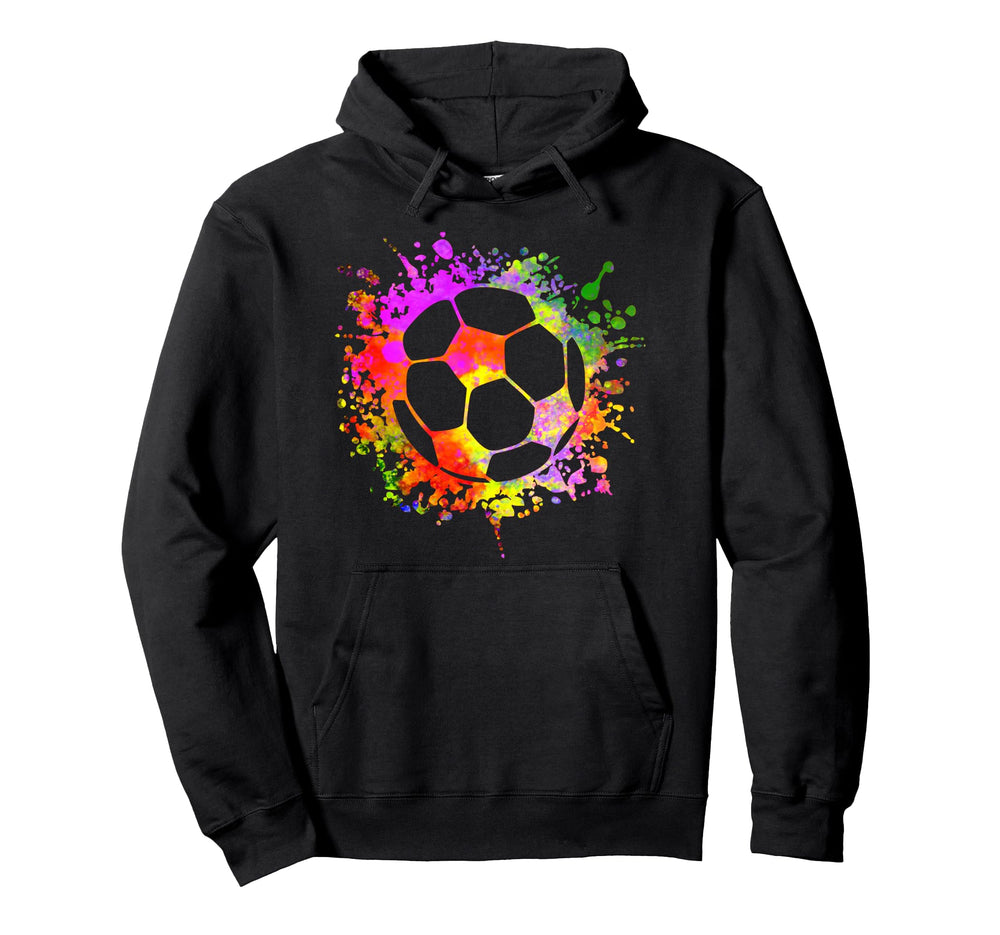 Soccer Ball Watercolor Paint Splashes Hoodie - Aesthetic Graphic Unisex