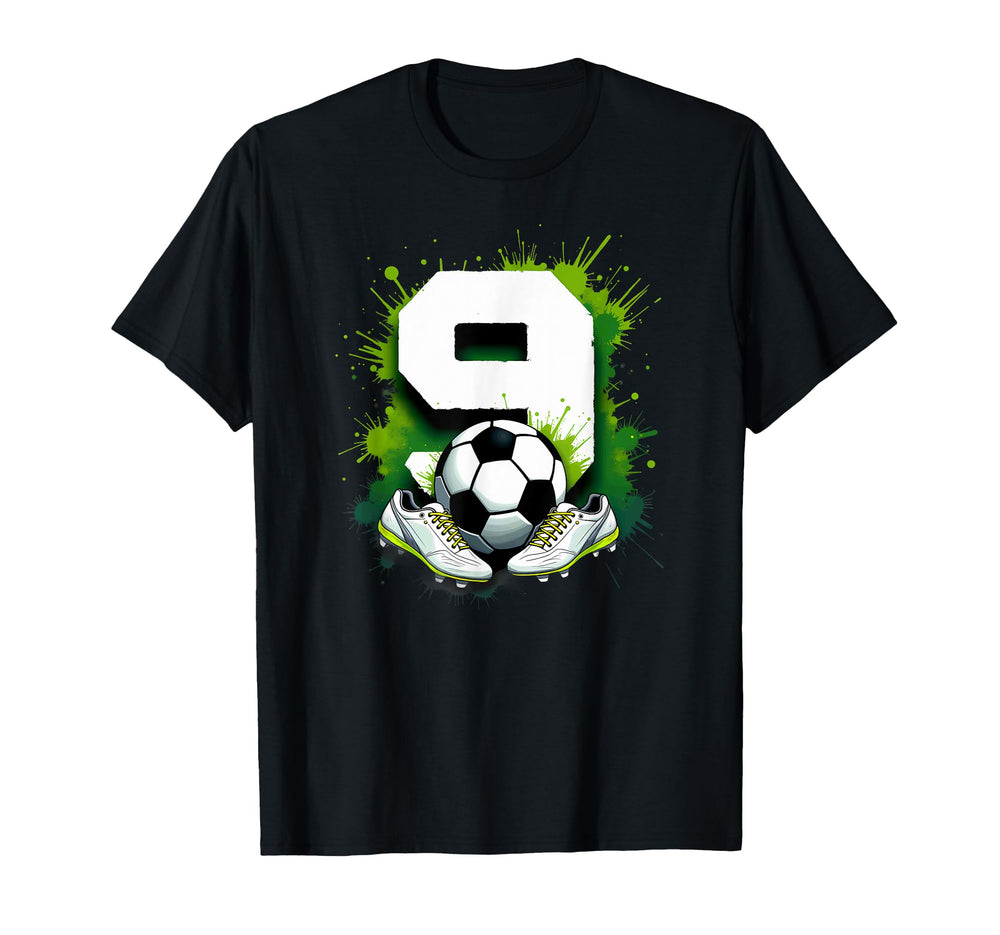 9 Years Old Birthday Soccer Football T-Shirt - Unique Graphic for Adults