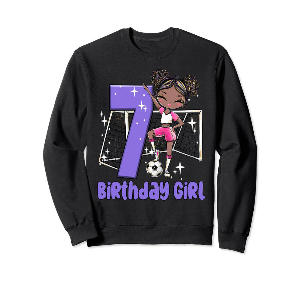 7Th Birthday Black Soccer Ball Sweatshirt - Casual Everyday Wear Unisex