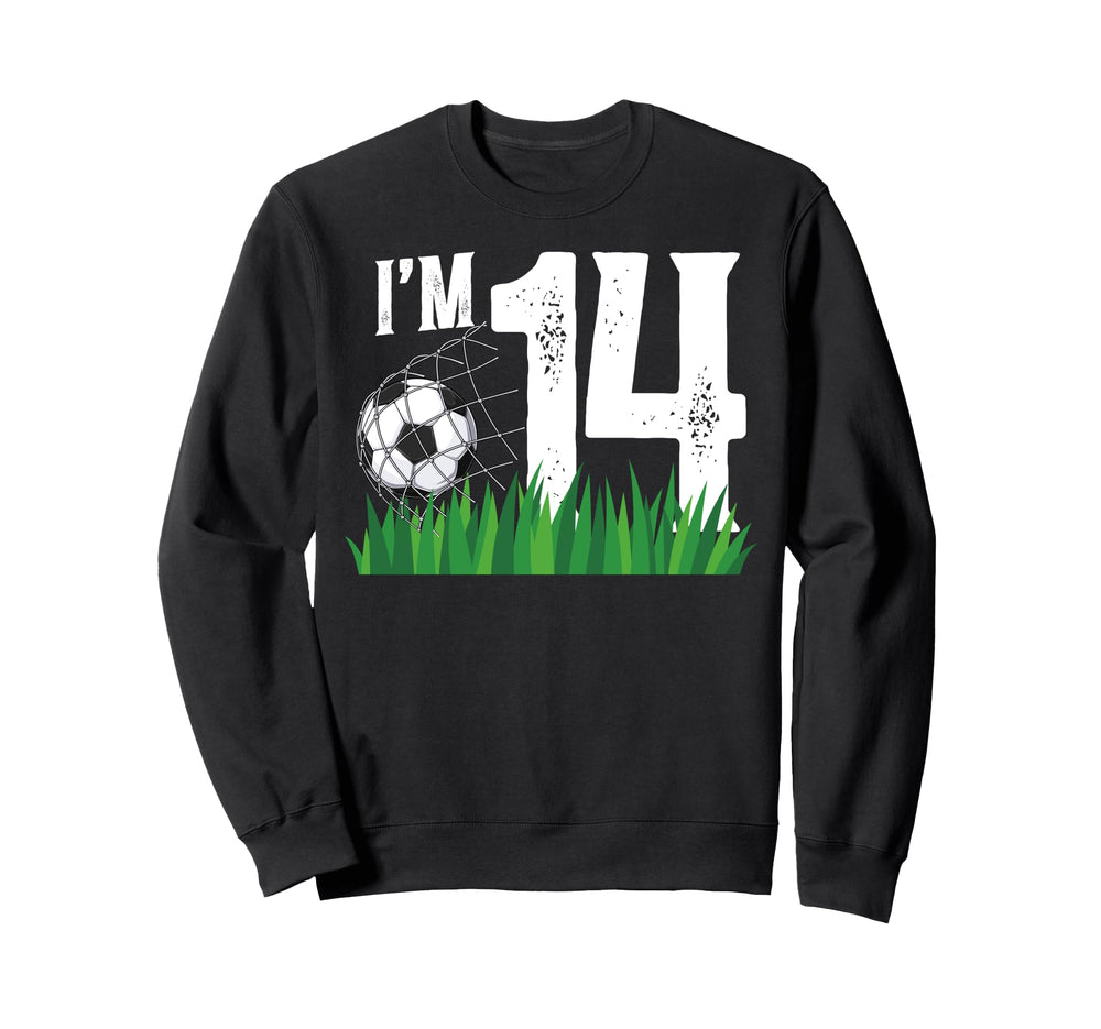 14Th Soccer Birthday Party Fourteen Year Sweatshirt - Graphic Print Unisex