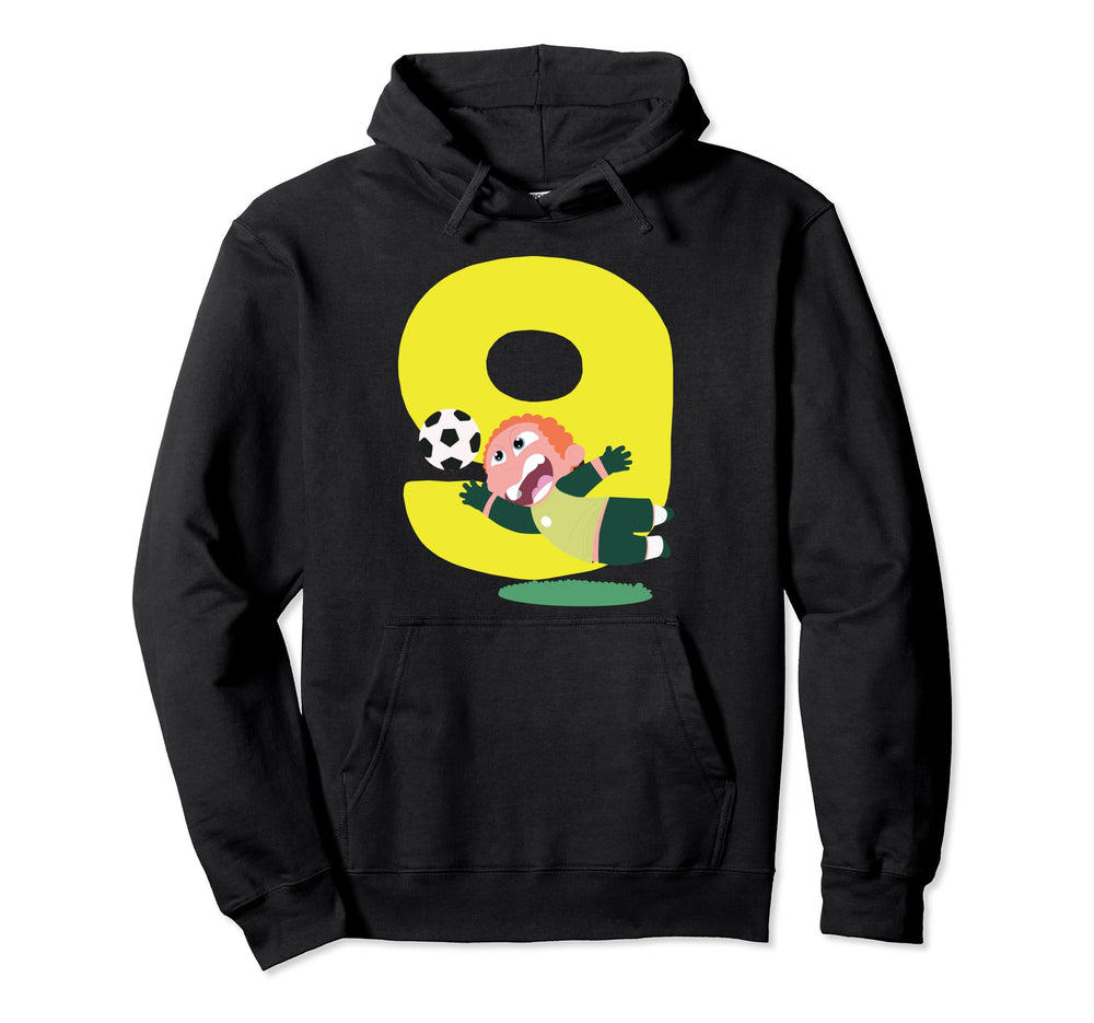 9Th Birthday 9 Years Soccer Football Player Hoodie - Graphic Print Unisex