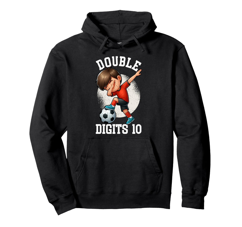 Double Digits Birthday Dabbing 10 Soccer Hoodie - Minimalist Print Unisex