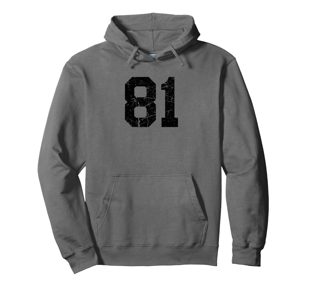 Distressed Sport Team Number 81 Hoodie - Minimalist Print for Adults