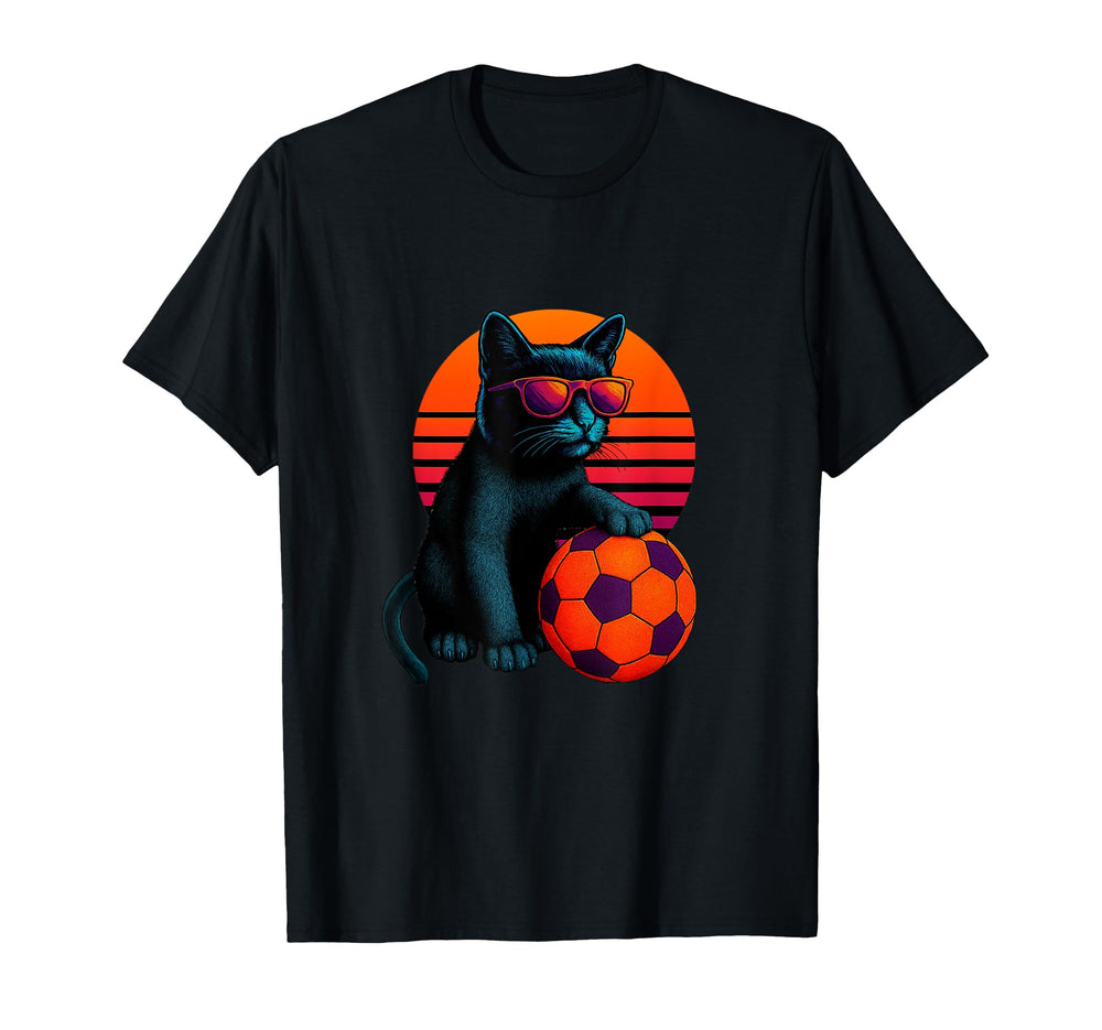 Cat Soccer Ball Soccer Player Footballer T-Shirt - Unique Graphic Men Women