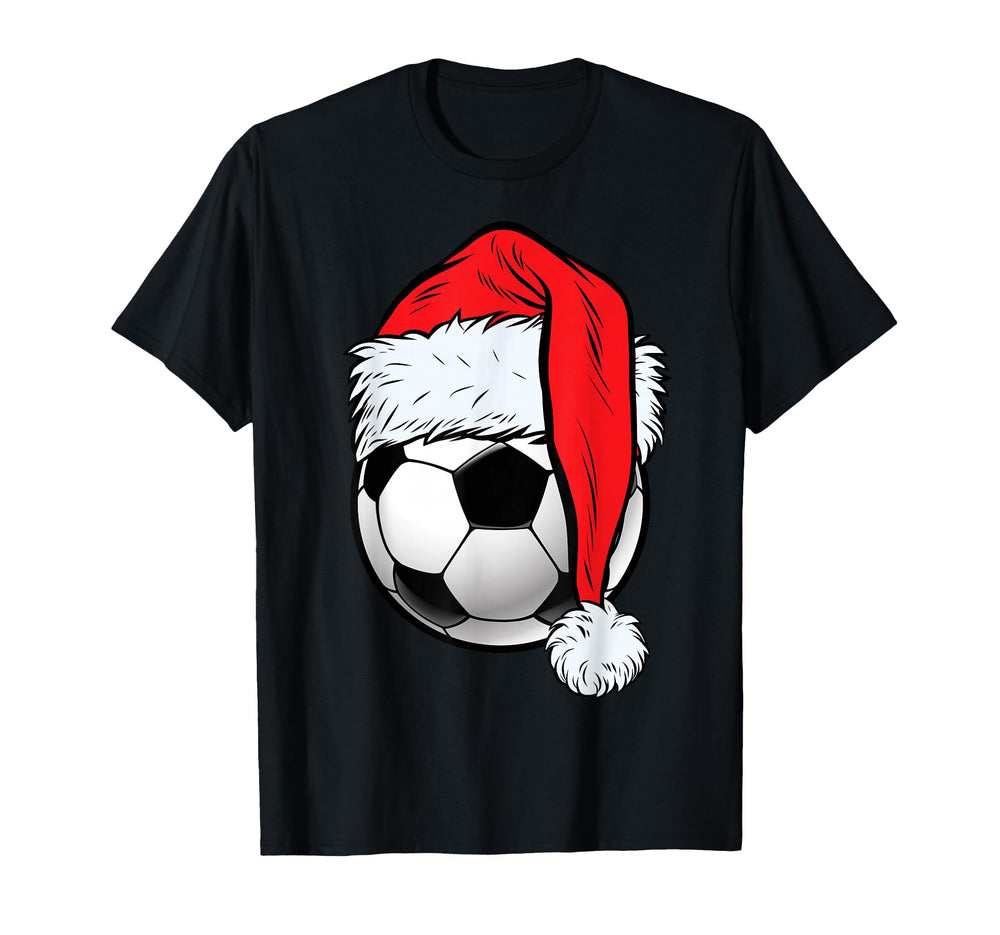 Soccer Ball Santa Hat Funny Sports T-Shirt - Unique Graphic for Adults