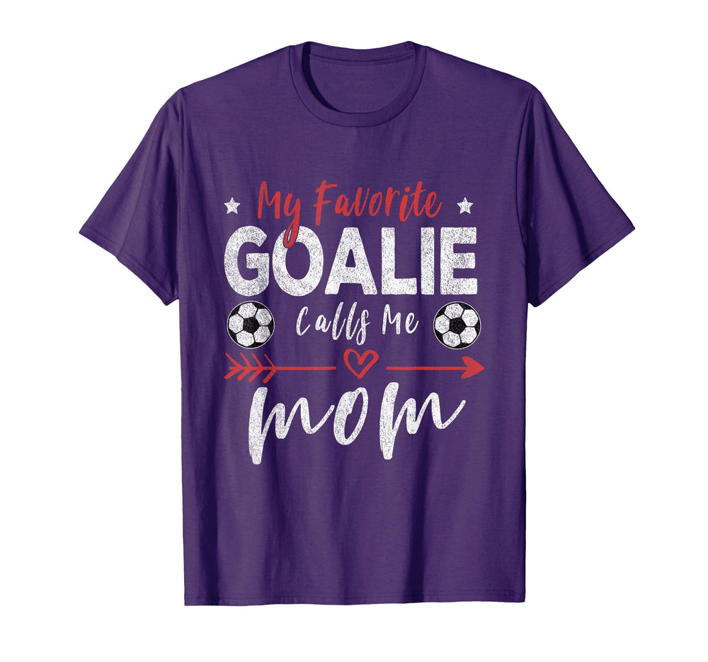 My Favorite Goalie Calls Me Mom Soccer T-Shirt - Graphic Print for Adults