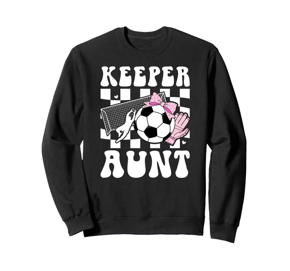 Groovy Soccer Keeper Aunt Soccer Sweatshirt - Minimalist Print Unisex