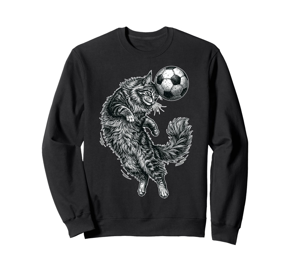 Soccer Cat Acrobat Feline Football Sweatshirt - Graphic Print Men Women