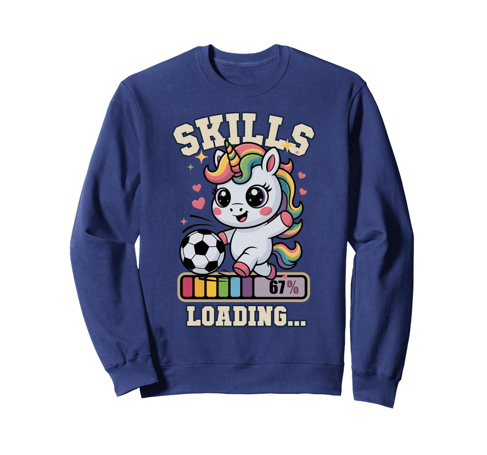 Kawaii Skills Loading Soccer Unicorn Sweatshirt - Graphic Print Unisex