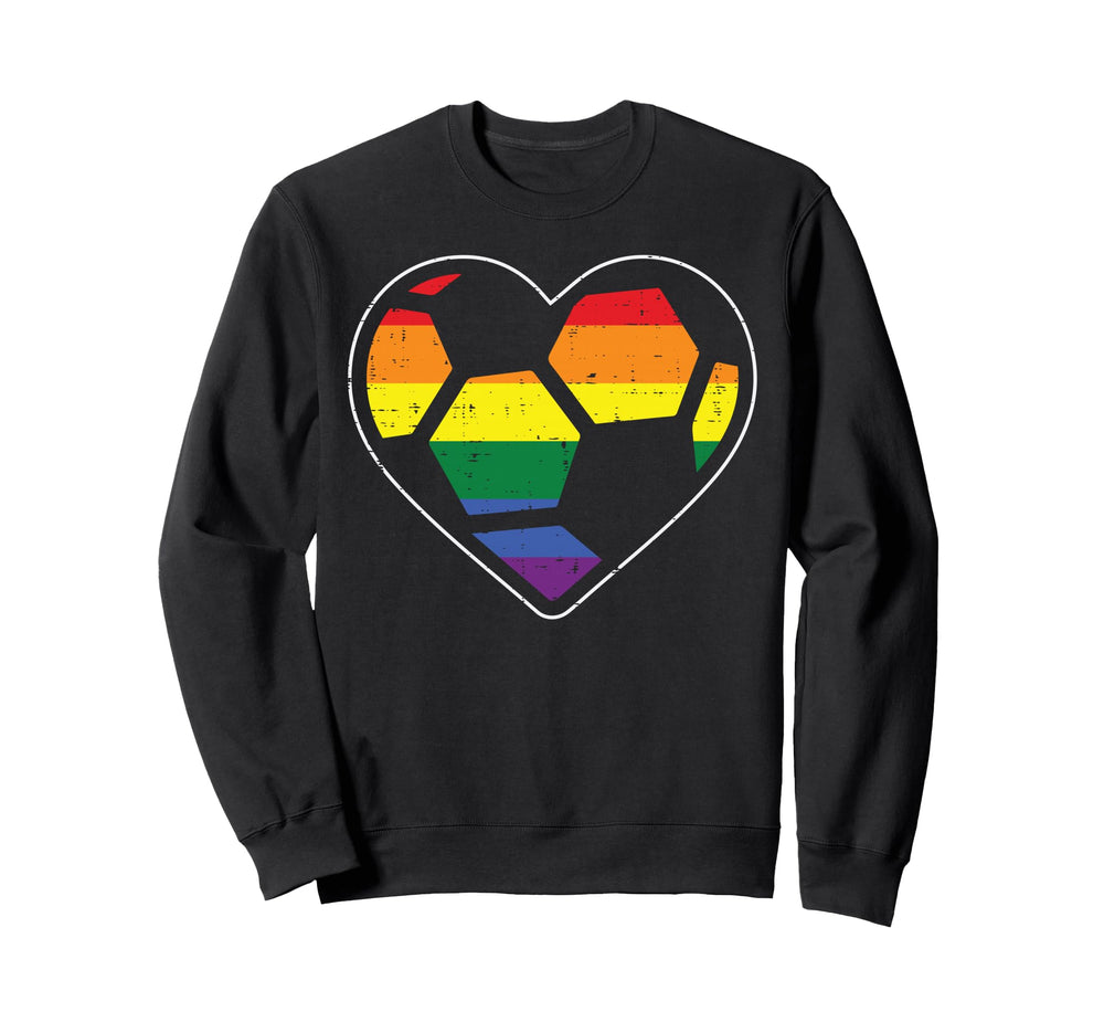 Soccer Heart Sport Lgbtq Rainbow Sweatshirt - Aesthetic Graphic Men Women