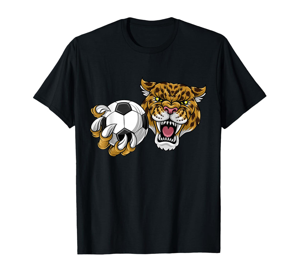 Jaguar Leopard Cheetah Soccer Ball Cartoon T-Shirt - Graphic Print Unisex