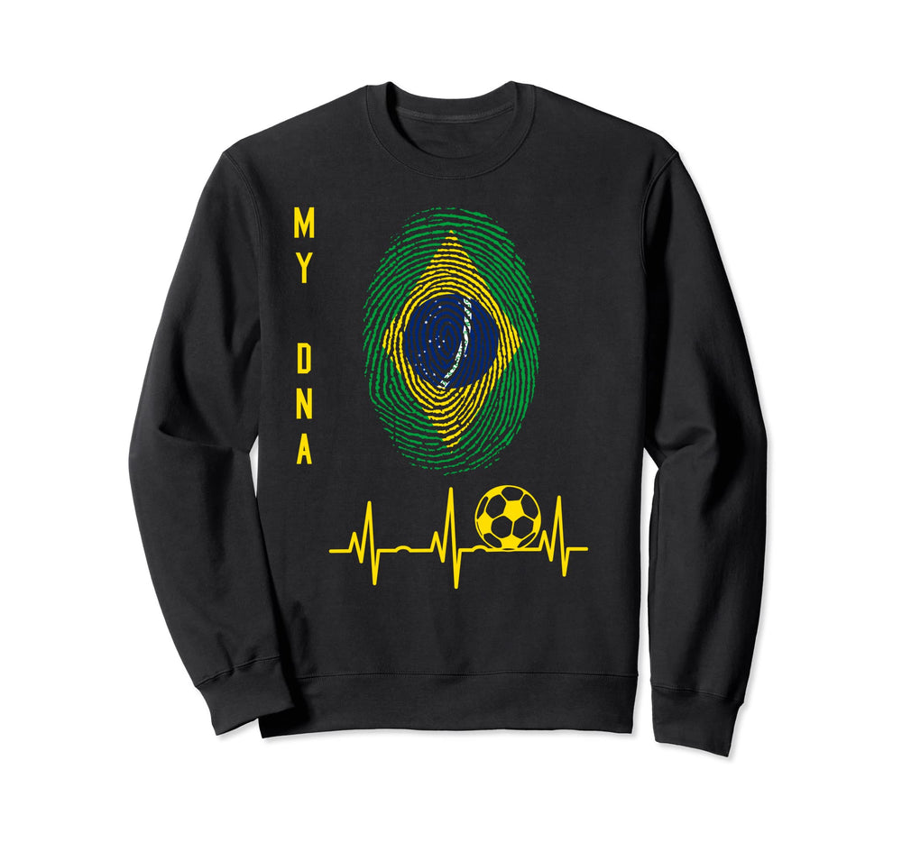 I Love Brazil Soccer Ball Heartbeat Sweatshirt - Unique Graphic for Adults